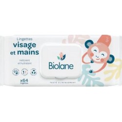 BIOLANE Lingettes bébé visage/mains x64 lingettes