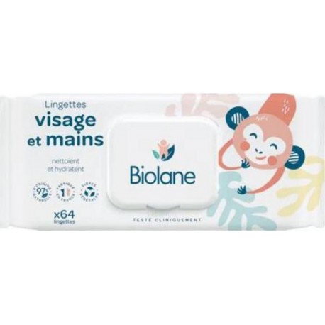 BIOLANE Lingettes bébé visage/mains x64 lingettes