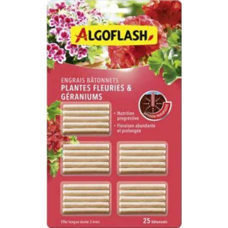Algoflash Bâtonnets Engrais Géraniums et Plantes Fleuries