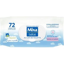 MIXA Lingettes Bébé Lait de Toilette x72