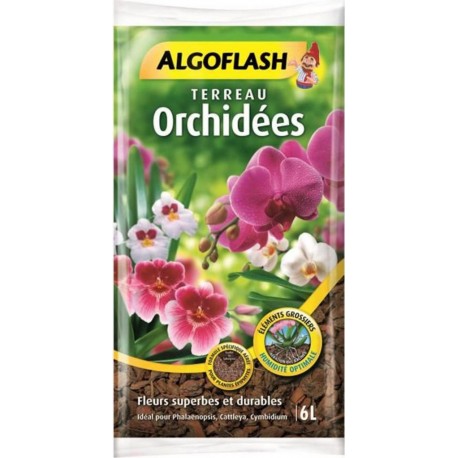 Algoflash Terreau Orchidées Fleurs Superbes et Durables 6L (lot de 3 soit 18L)