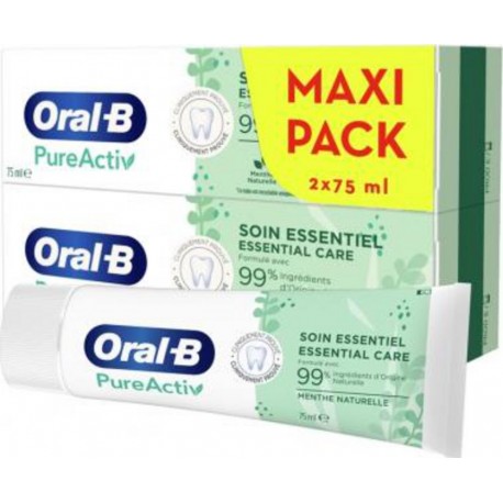 Oral-B Dentifrice Pure Activ Soin Essentiel 2x75ml 150ml