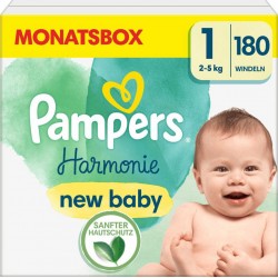 Pampers Couches bébé Taille 1 (2-5Kg) Harmonie x180