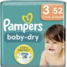 Pampers Couches Baby Dry Géant maxi T3 6-10Kg x52 (lot de 2 soit 104 couches)
