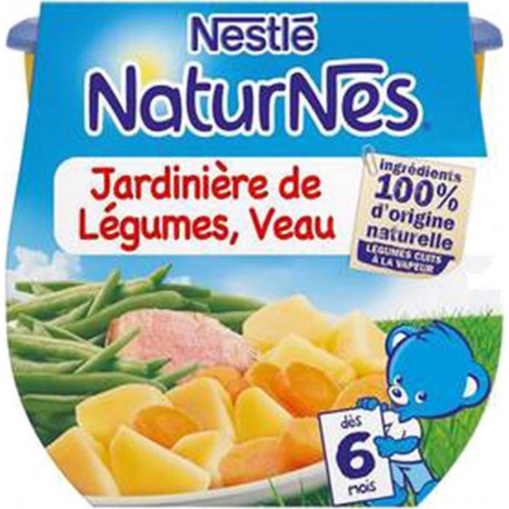 Nestlé Naturnes Jardinière de Légumes Veau (dès 6 mois) par 2 pots de 200g (lot de 6 soit 12 pots)