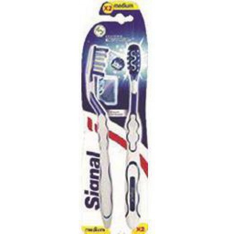 Signal Brosse à dents Blancheur Éclat intense médium x2 deux brosses à dents