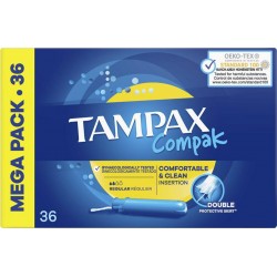 Tampax Tampons Compak Régulier Avec applicateur x36 boîte 36