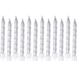 NC Lot De 12 Bougies D'anniversaire métalliques 6cm Argent