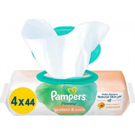 PAMPERS Lingettes Bébé Harmonie Protect & Care 4x44 x176