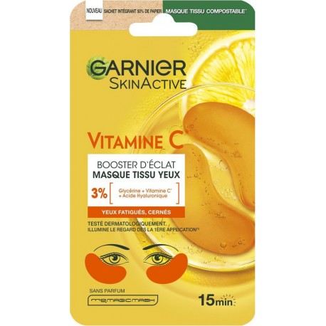 GARNIER Masque Yeux Tissu Vitamine C Booster d'Eclat SKINACTIVE le masque
