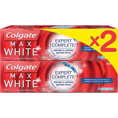 Colgate Dentifrice Maxwhite expert complete 2x75ml