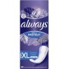 ALWAYS DAILIES EXTRA PROTECT SERVIETTES SANITAIRES BOITE CARTON 24CT 1CT SANS AILETTE MINCE LONG PLUS PROTEGE SLIP