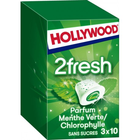 HOLLYWOOD Chewing gum fresh spearmint les 3 boîtes de 22g