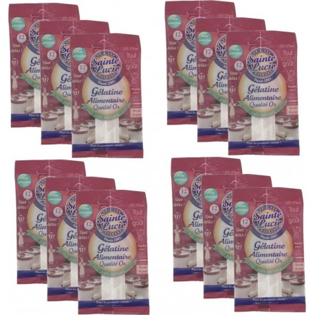 Sainte Lucie Lot 12x Gélatine Alimentaire Sachet 12g les 12 unités de 0.01Kg