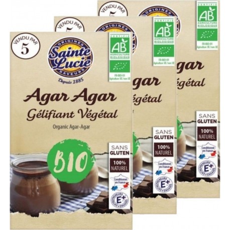 Sainte Lucie Lot 3x Agar Agar Bio Sachets 5x2g les 3 unités de 0.01Kg