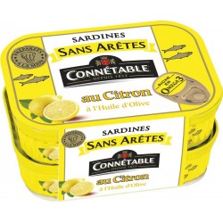 CONNETABLE Sardines sans arêtes au citron à l'huile d'olive vierge extra les 2 boîtes 280g