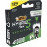 BIC Lame de rasoir Pour Homme Hybrid 5 Flex Sensitive 4 recharges