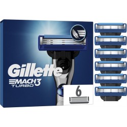 GILLETTE Lames de rasoir Pour Homme Mach 3 Turbo 6 recharges de lames de rasoir