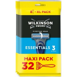 WILKINSON Rasoirs Jetables Essential 3 Lames Tête Pivotante Femme lot de 4 paquets de 8 rasoirs