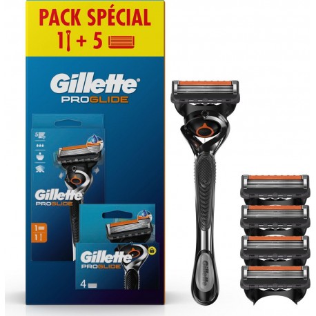 GILLETTE Coffret Rasoir et Lames Pour Homme Proglide 5 Produits le rasoir et 4 recharges de lames