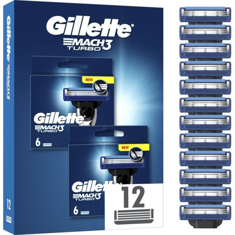 GILLETTE Lames de rasoir Pour Homme Mach3 Turbo le lot 2 paquets de 4 lames de rasoirs