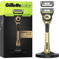 GILLETTE Coffret Pour Homme Barre Exfoliante et Support Magnétique 2 Recharges Labs Champion Gold Edition le rasoir