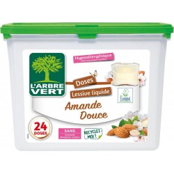 L'ARBRE VERT Lessive capsules Hypoallergénique Amande Douce 24 doses