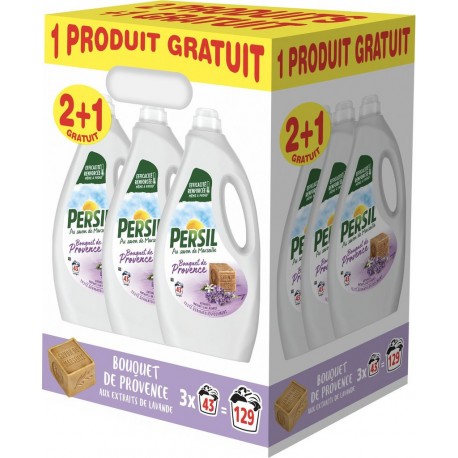 PERSIL Lessive Bouquet de Provence aux Extraits de Lavande 43 lavages pack de 3 bidons