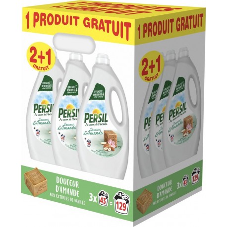 PERSIL Lessive Douceur d'Amande aux extraits de Vanille pack de 3 bidons