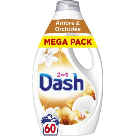DASH Lessive liquide Ambre & Orchidée le bidon de 2700ml
