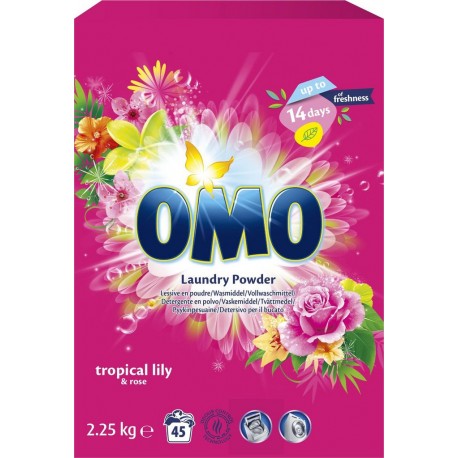 OMO Lessive en poudre Tropical lily & Rose pack de 2.25Kg