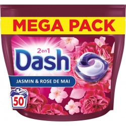 DASH Lessive Capsules 2en1 Jasmin & Rose de Mai le sachets de 50 capsules
