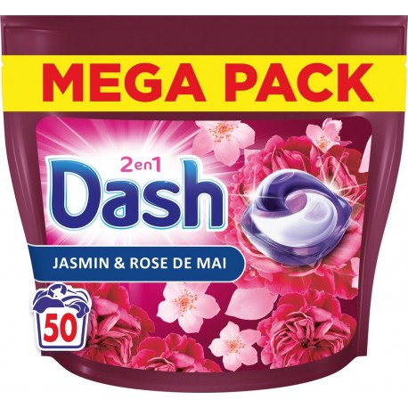 DASH Lessive Capsules 2en1 Jasmin & Rose de Mai le sachets de 50 capsules