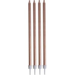 PARIS PRIX Lot De 16 Bougies D'anniversaire longues 14cm Or Rose