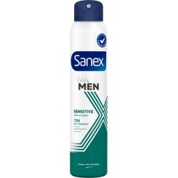 SANEX Déodorant Homme Sensitive Anti-irritation Anti-transpirant 72h Hypoallergénique 0% Alcool