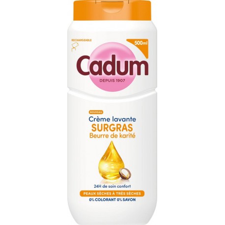 CADUM Crème Lavante Surgras pour Peau Sèches à Très Sèches Beurre de Karité 500ml