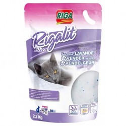 Riga Rigalit Silica Litière Pour Chat Longue Durée Hyper Absorbante Senteur Lavance 2,2Kg (lot de 2)