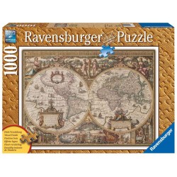Ravensburger Puzzle 1000 pièces - Carte du monde ancienne (Traité bois)