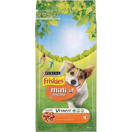 Friskies Mini Menu Vitafit Croquettes pour Chien Adulte au Poulet et aux Légumes 2Kg