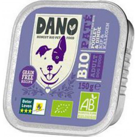Dano Pâté poulet dinde BIO pour Chien barquette de 150g