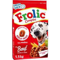Frolic Complet Croquettes moelleuses Chiens Boeuf Carottes Céréales 1,5Kg
