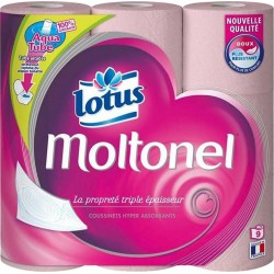 Lotus Moltonel Papier toilette Triple Epaisseur Aqua Tube x9 rouleaux roses