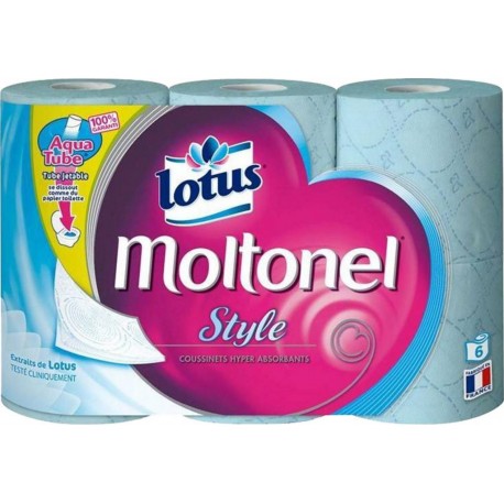 Lotus Moltonel Style Blanc Bleu Aqua Tube x6 (lot de 3 soit 18 rouleaux)