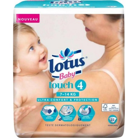 Lotus Couches Baby Touch 4 (7-14Kg) X22 (lot de 2)