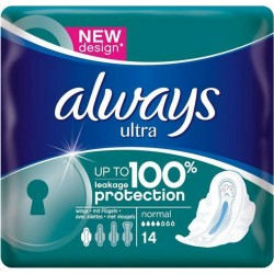 Always Ultra Serviettes Hygiéniques Taille 1 Normal x14 (lot de 4)