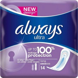 Always Ultra Serviettes Hygiéniques Sans Ailettes Taille 2 x14 (lot de 4)