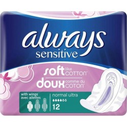 Always Sensitive Serviettes Hygiéniques Taille 1 Normal x12 (lot de 4)