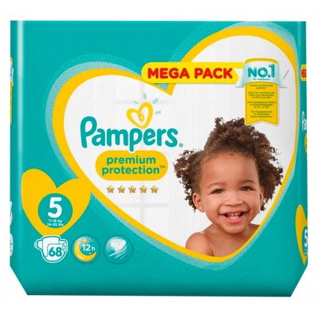 Pampers Couches Premium Megapack Taille 5 (11-16Kg) x68 (lot de 2)