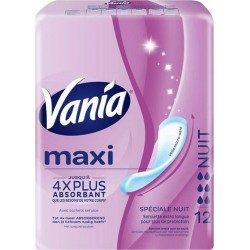Vania Maxi Serviettes Hygiéniques Nuit x12 (lot de 4)