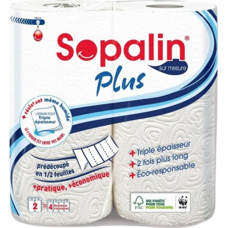 Sopalin Plus Sur Mesure Essuie-tout 2 Rouleaux (lot de 3)